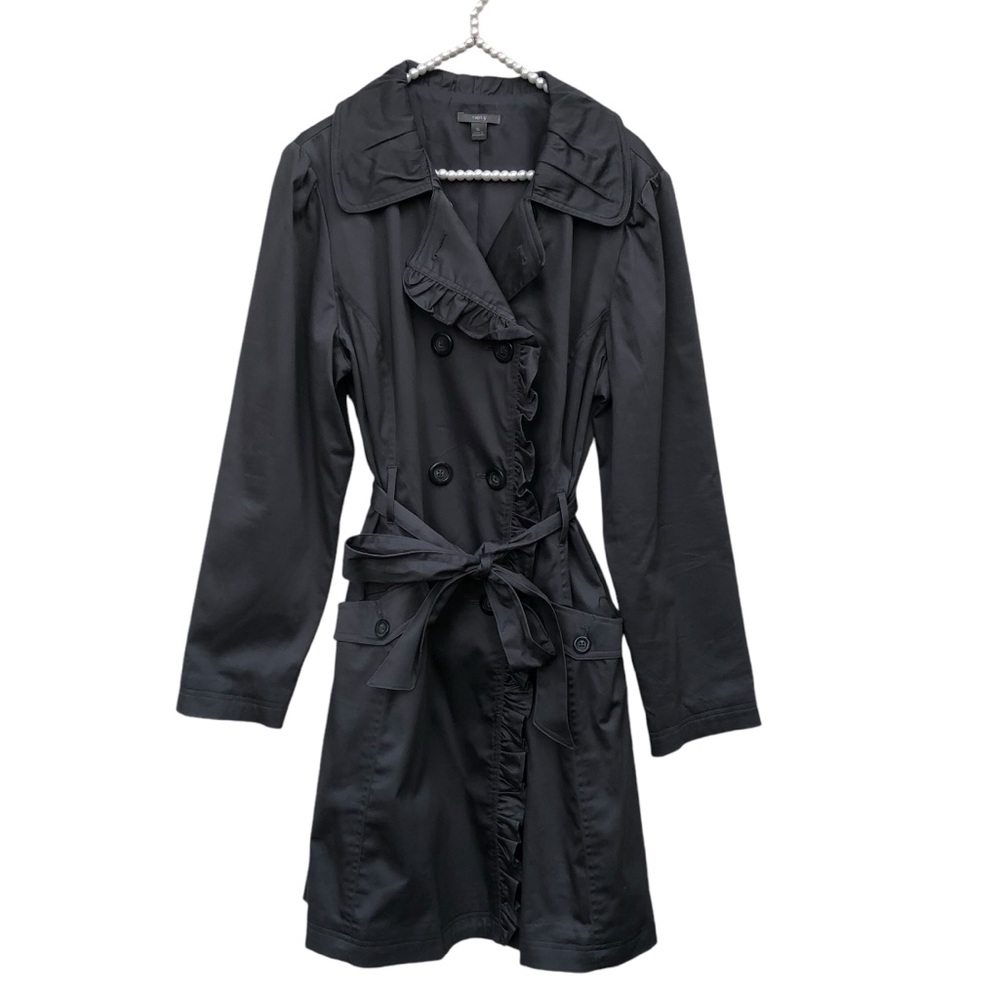 Apt 9 Charcoal Gray Ruffled Double-Breasted Trench Coat size XL - Picture 1 of 8